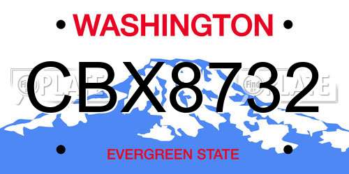 CBX8732 Washington License Plate