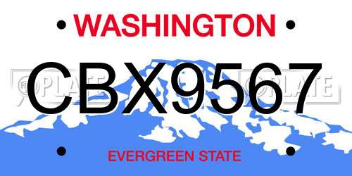 CBX9567 Washington License Plate