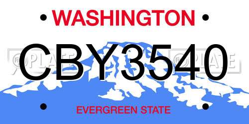 CBY3540 Washington License Plate