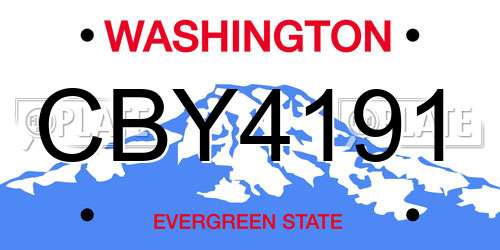 CBY4191 Washington License Plate