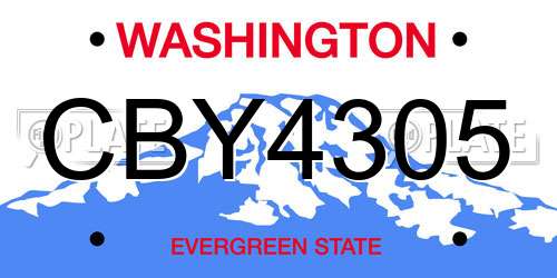CBY4305 Washington License Plate