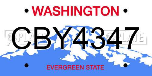 CBY4347 Washington License Plate