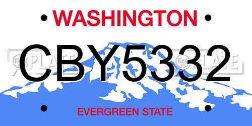 CBY5332 Washington License Plate