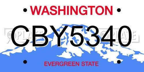 CBY5340 Washington License Plate