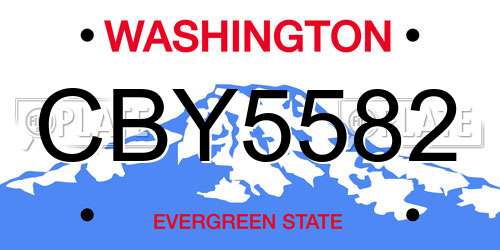 CBY5582 Washington License Plate