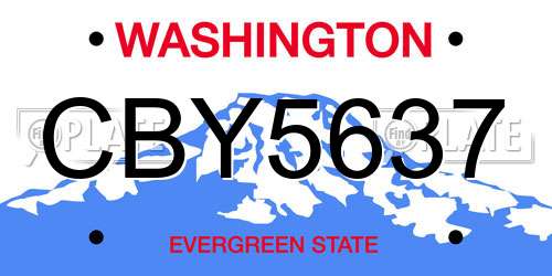CBY5637 Washington License Plate