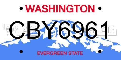 CBY6961 Washington License Plate