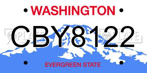 CBY8122 Washington License Plate