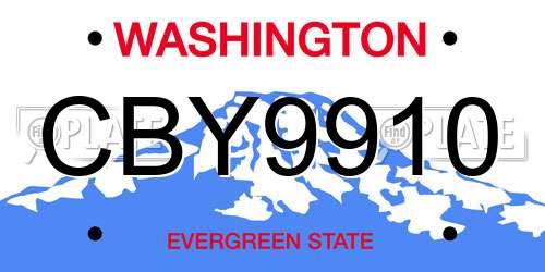 CBY9910 Washington License Plate