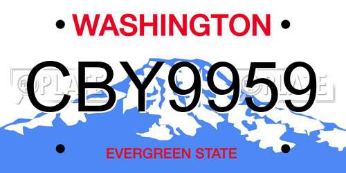 CBY9959 Washington License Plate