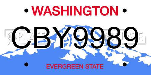 CBY9989 Washington License Plate