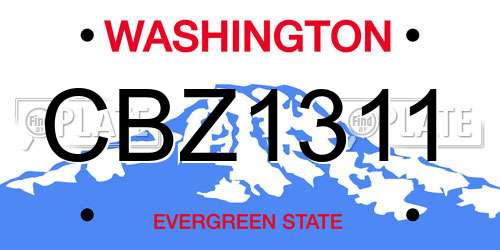 CBZ1311 Washington License Plate