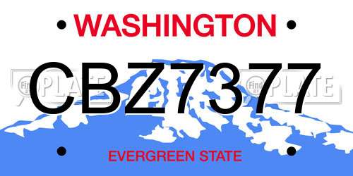 CBZ7377 Washington License Plate