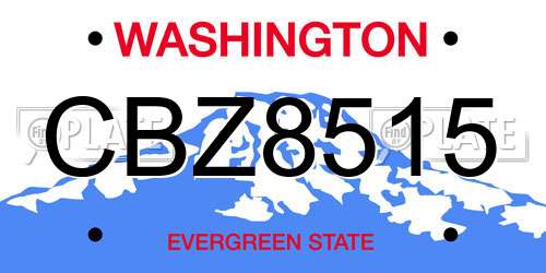 CBZ8515 Washington License Plate