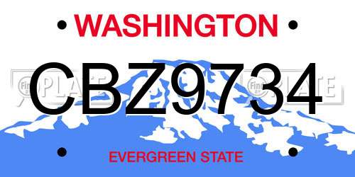 CBZ9734 Washington License Plate