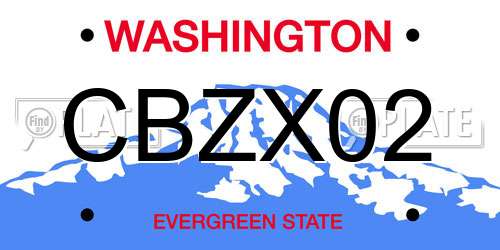 CBZX02 Washington License Plate