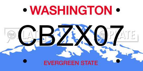 CBZX07 Washington License Plate