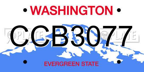CCB3077 Washington License Plate