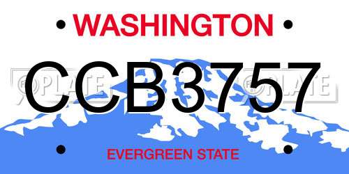 CCB3757 Washington License Plate