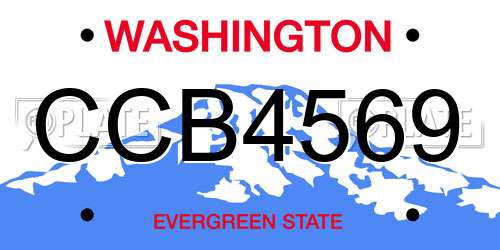 CCB4569 Washington License Plate