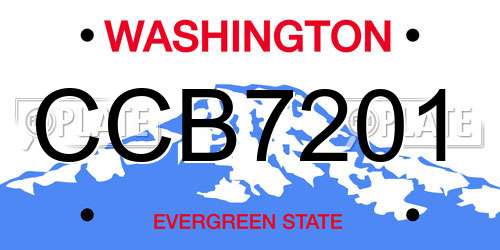 CCB7201 Washington License Plate