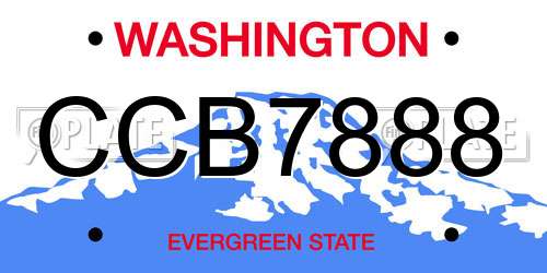CCB7888 Washington License Plate