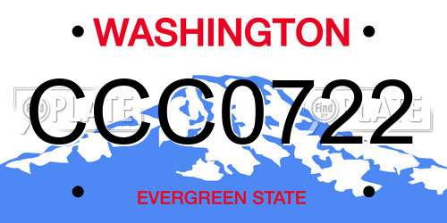 CCC0722 Washington License Plate