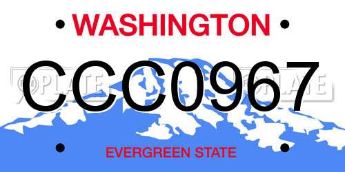 CCC0967 Washington License Plate