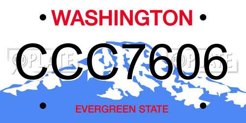 CCC7606 Washington License Plate