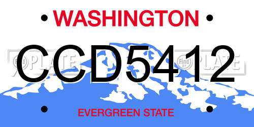 CCD5412 Washington License Plate