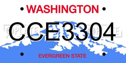 CCE3304 Washington License Plate