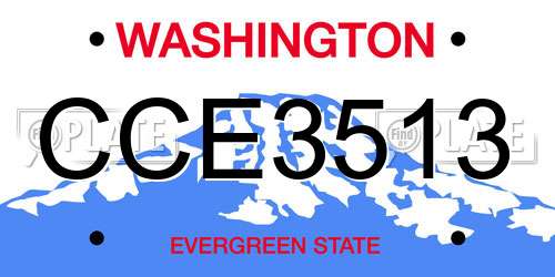CCE3513 Washington License Plate