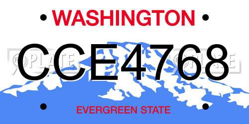 CCE4768 Washington License Plate