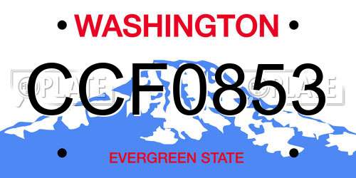 CCF0853 Washington License Plate