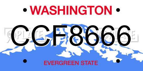 CCF8666 Washington License Plate