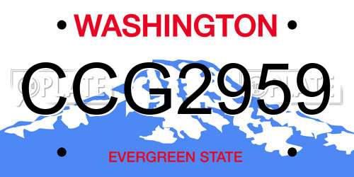 CCG2959 Washington License Plate