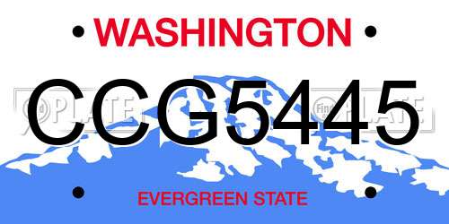 CCG5445 Washington License Plate