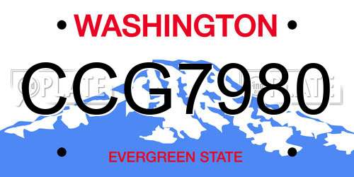 CCG7980 Washington License Plate