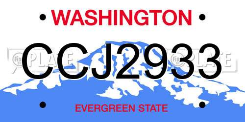 CCJ2933 Washington License Plate