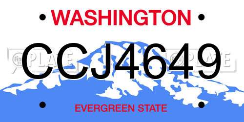 CCJ4649 Washington License Plate