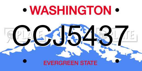 CCJ5437 Washington License Plate