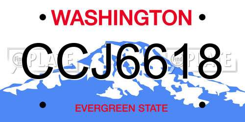 CCJ6618 Washington License Plate