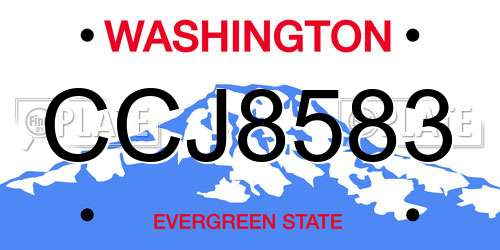 CCJ8583 Washington License Plate