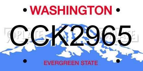 CCK2965 Washington License Plate