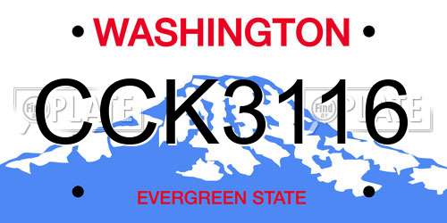 CCK3116 Washington License Plate