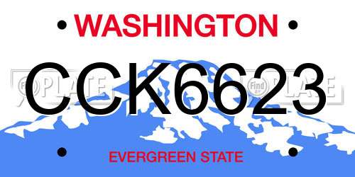 CCK6623 Washington License Plate