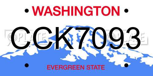 CCK7093 Washington License Plate