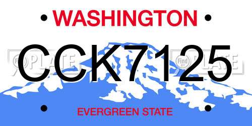 CCK7125 Washington License Plate