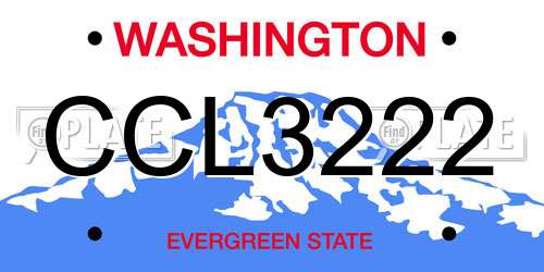 CCL3222 Washington License Plate