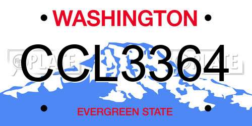 CCL3364 Washington License Plate